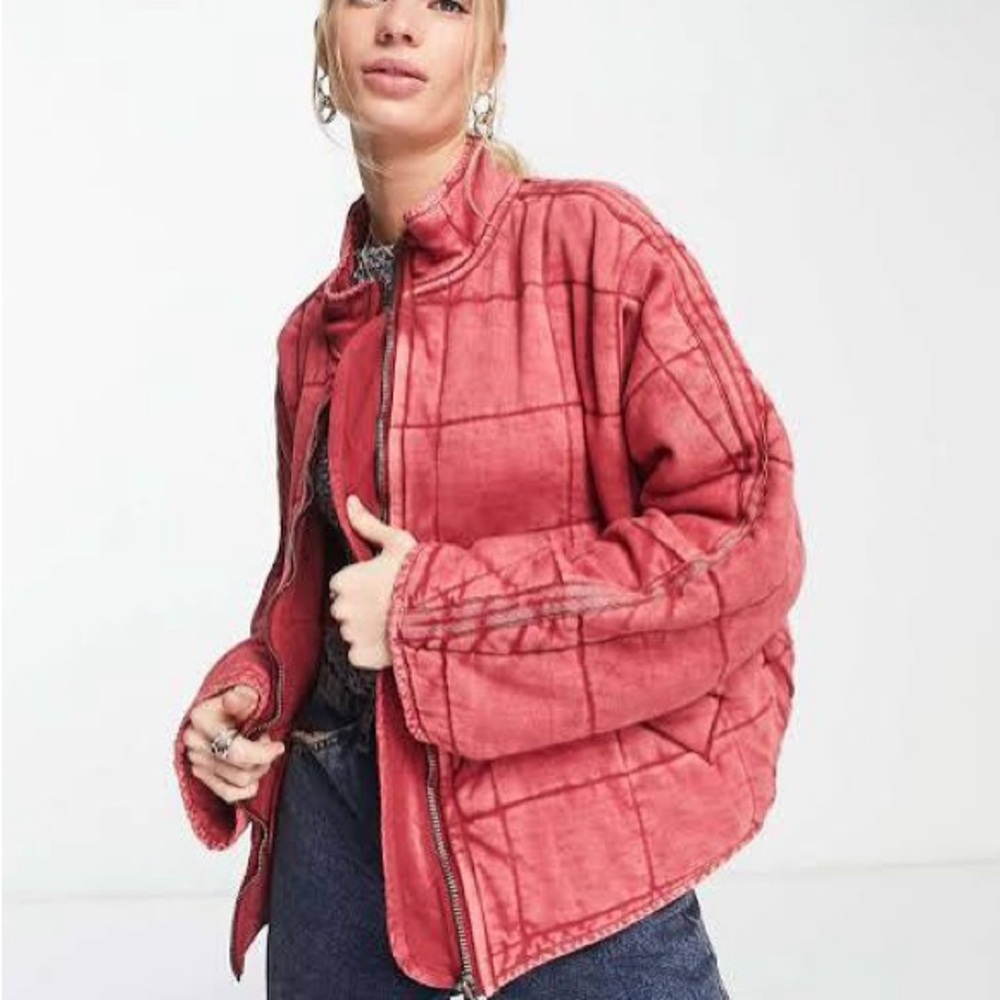 Free People Dolman Quilted Jacket - Red (Cherry Cola)